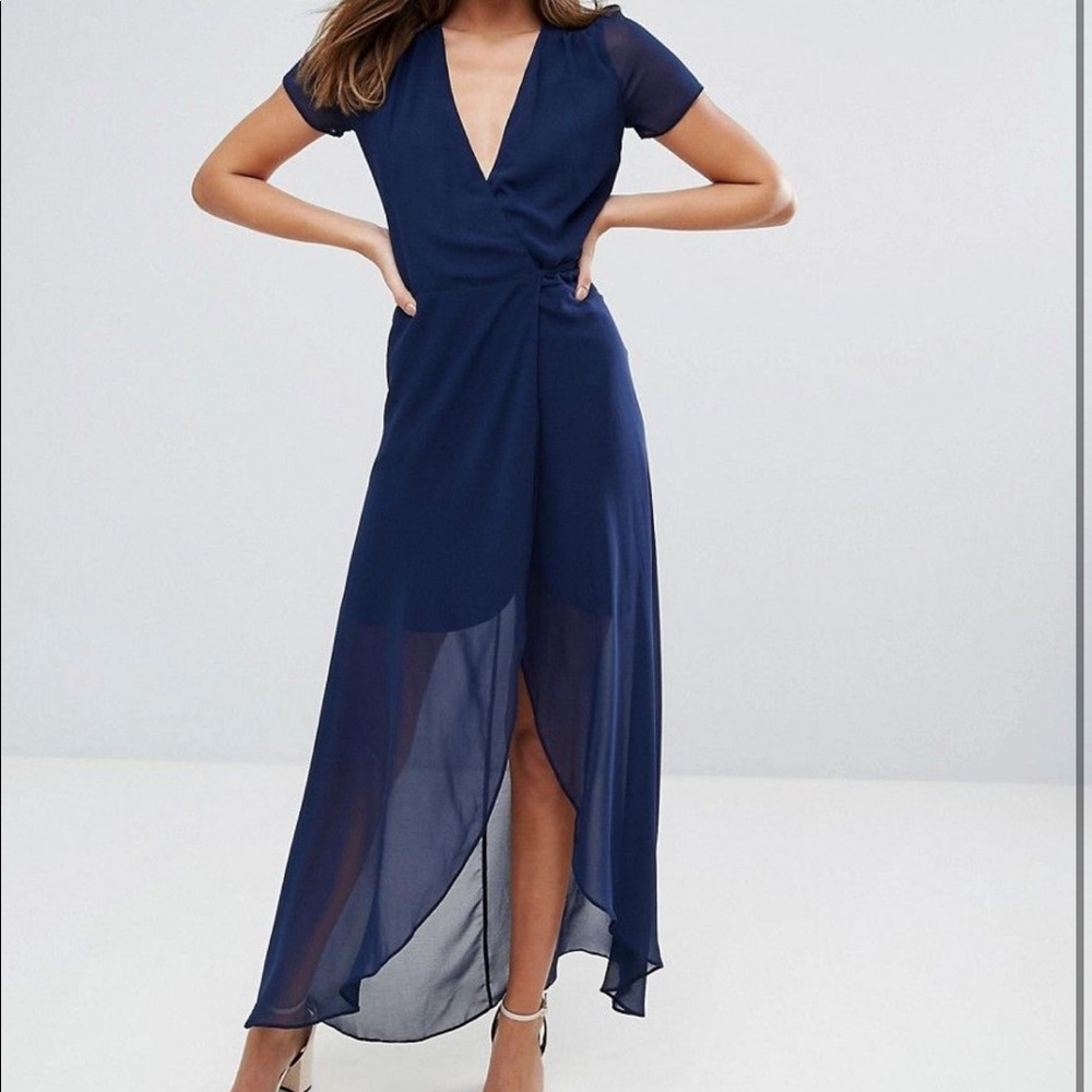 Navy blue wrap dress
